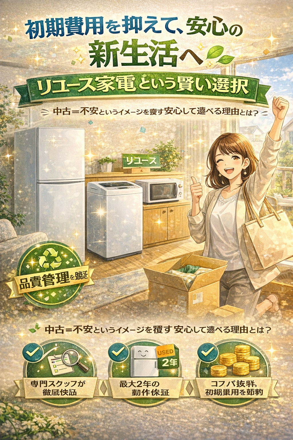 初期費用を抑えて、安心の新生活へ|リユース家電という賢い選択